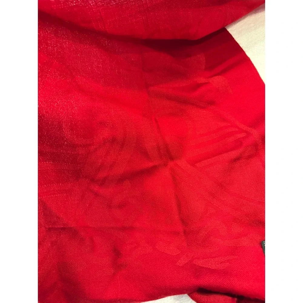 Patrick Francis Red 100% Wool Scarf Celtic Knot Jacquard Fringe Irish **read! - Picture 3 of 4